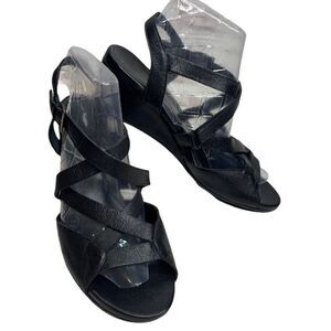 Dana Davis Italian Leather Crisscross Wedge Heels Casual Sandals [size 9.5 B]